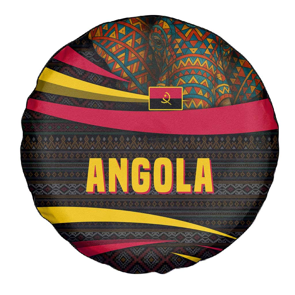 Angola Spare Tire Cover Red Black Yellow Tribal and Elephant - African Pride