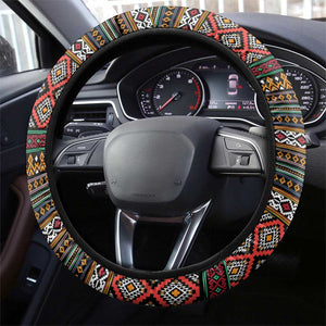 Angola Steering Wheel Cover Red Black Yellow Tribal and Elephant - African Pride