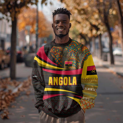 Angola Sweatshirt Red Black Yellow Tribal and Elephant - African Pride