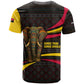Angola T shirt Red Black Yellow Tribal and Elephant - African Pride
