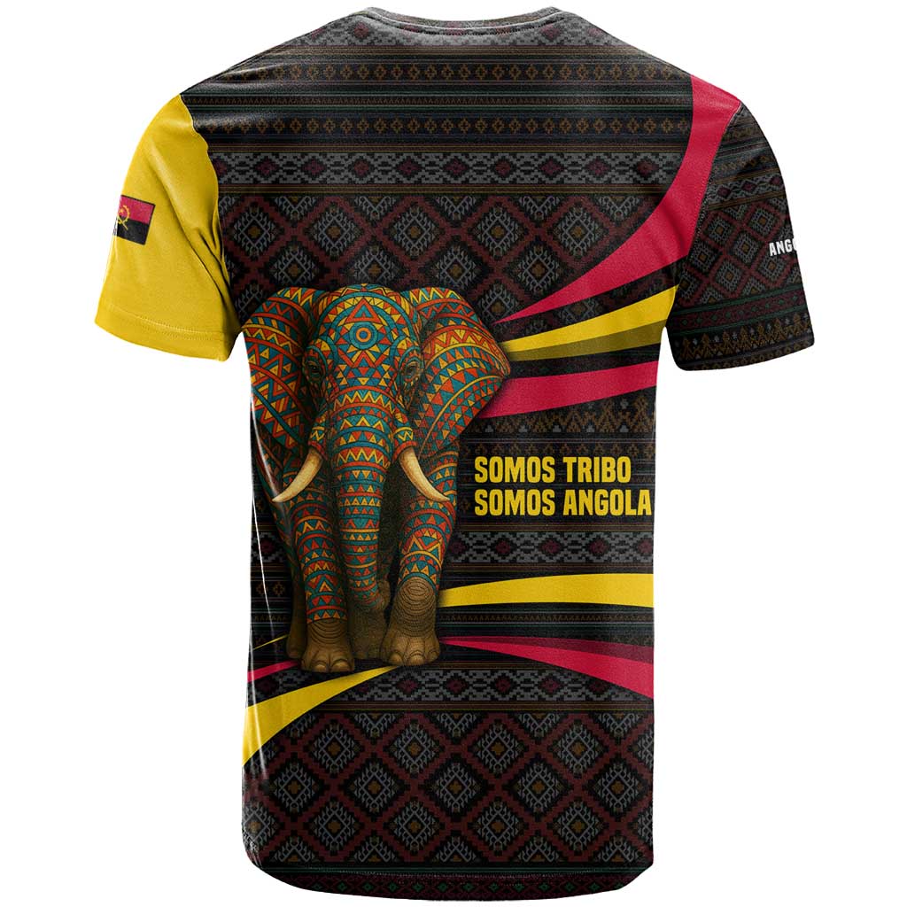Angola T shirt Red Black Yellow Tribal and Elephant - African Pride