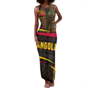 Angola Tank Maxi Dress Red Black Yellow Tribal and Elephant - African Pride