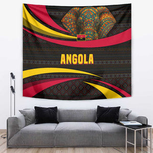 Angola Tapestry Red Black Yellow Tribal and Elephant - African Pride