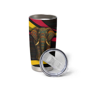 Angola Tumbler Cup Red Black Yellow Tribal and Elephant - African Pride