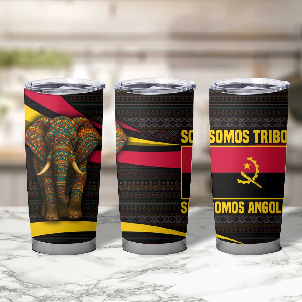 Angola Tumbler Cup Red Black Yellow Tribal and Elephant - African Pride