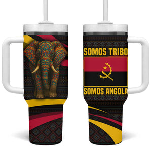Angola Tumbler With Handle Red Black Yellow Tribal and Elephant - African Pride