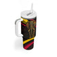 Angola Tumbler With Handle Red Black Yellow Tribal and Elephant - African Pride