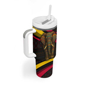 Angola Tumbler With Handle Red Black Yellow Tribal and Elephant - African Pride