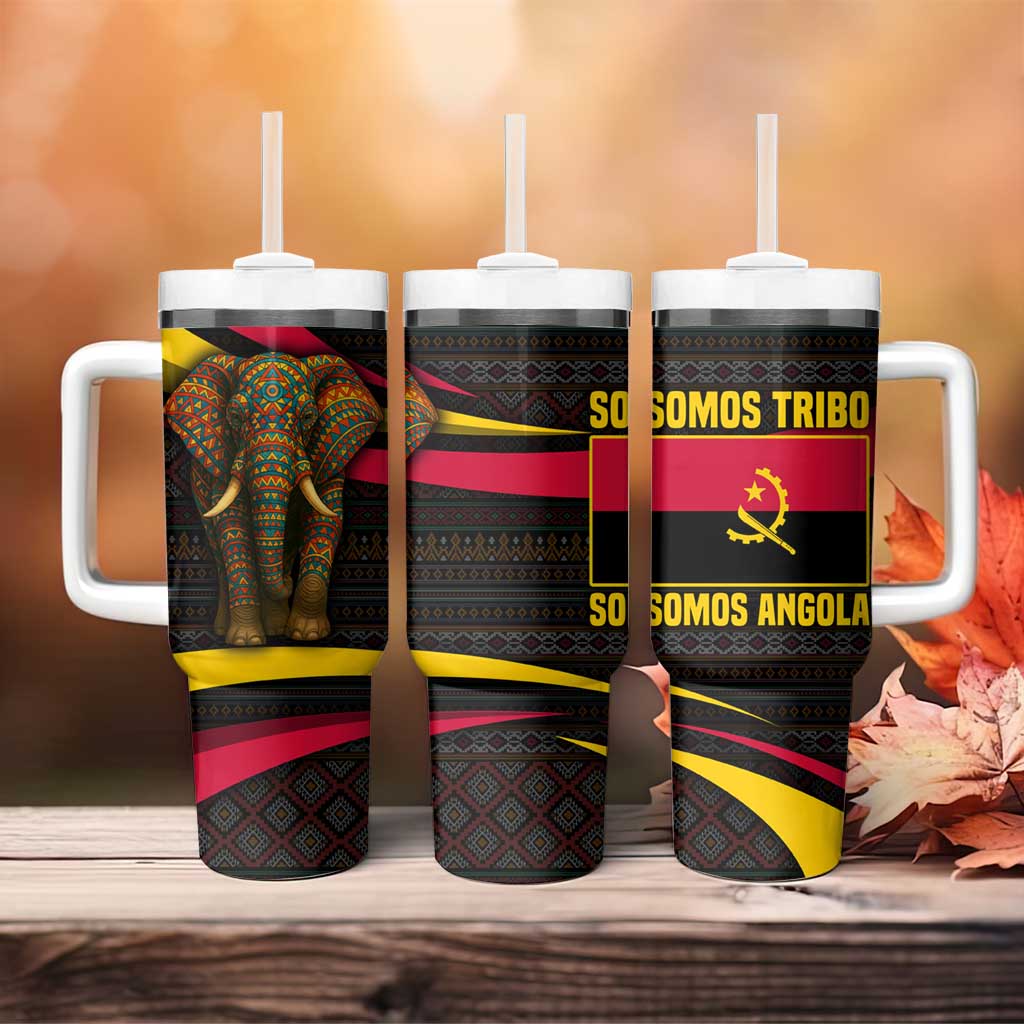 Angola Tumbler With Handle Red Black Yellow Tribal and Elephant - African Pride