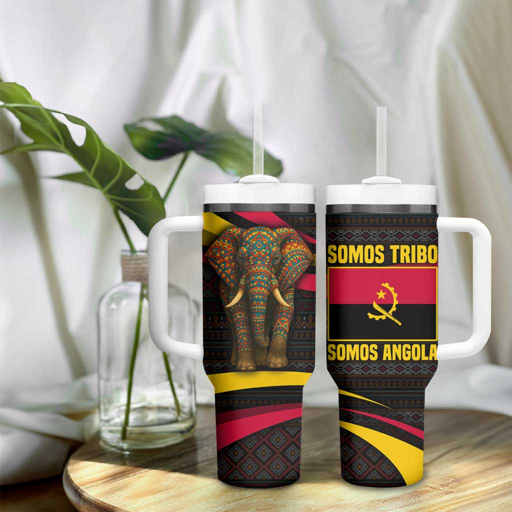 Angola Tumbler With Handle Red Black Yellow Tribal and Elephant - African Pride