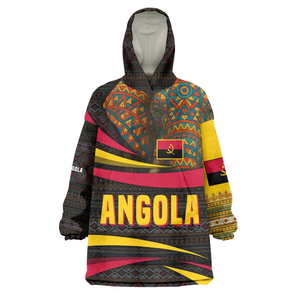Angola Wearable Blanket Hoodie Red Black Yellow Tribal and Elephant - African Pride
