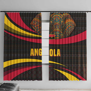 Angola Window Curtain Red Black Yellow Tribal and Elephant - African Pride