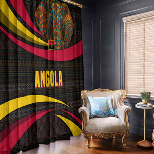 Angola Window Curtain Red Black Yellow Tribal and Elephant - African Pride