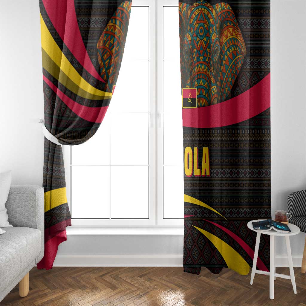 Angola Window Curtain Red Black Yellow Tribal and Elephant - African Pride
