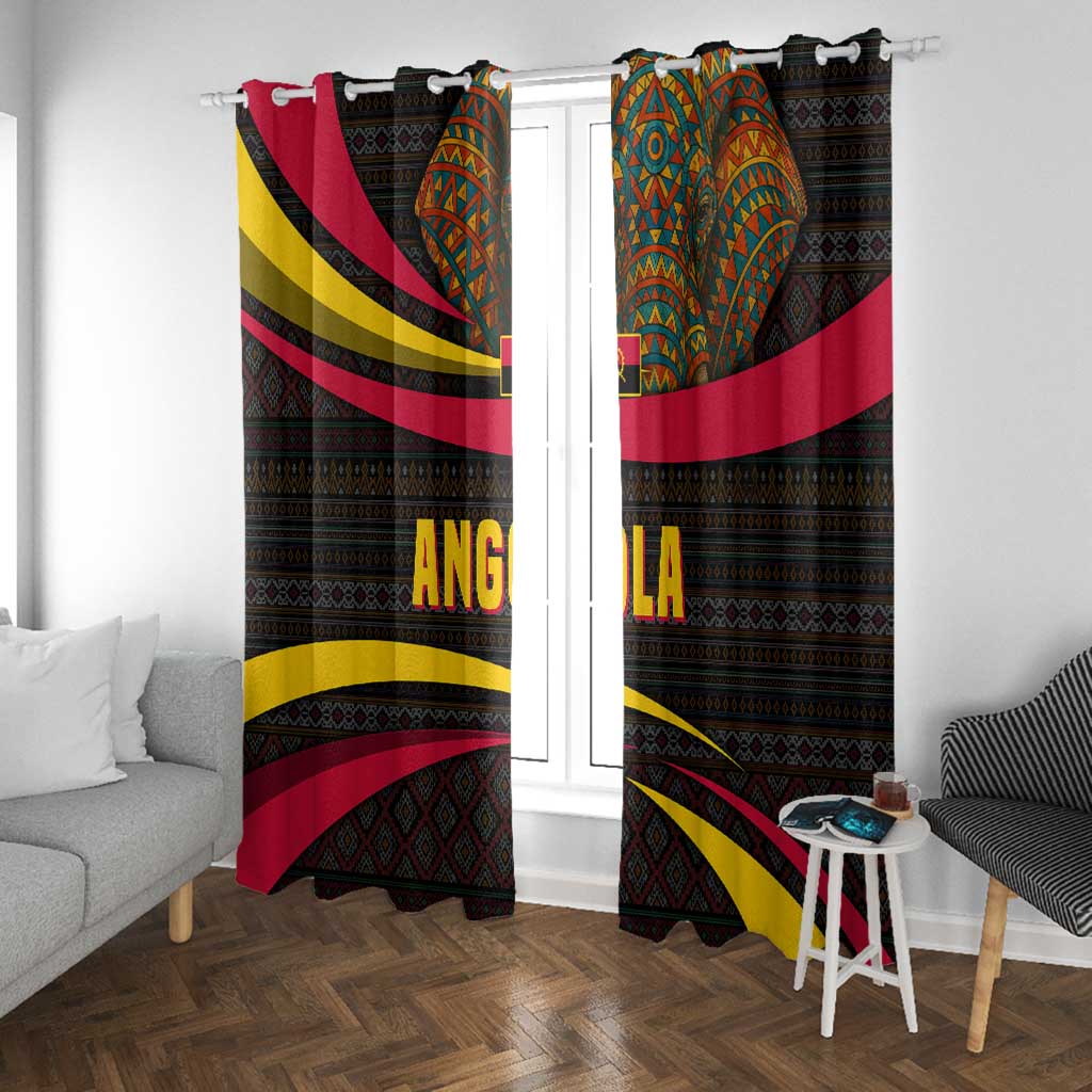 Angola Window Curtain Red Black Yellow Tribal and Elephant - African Pride