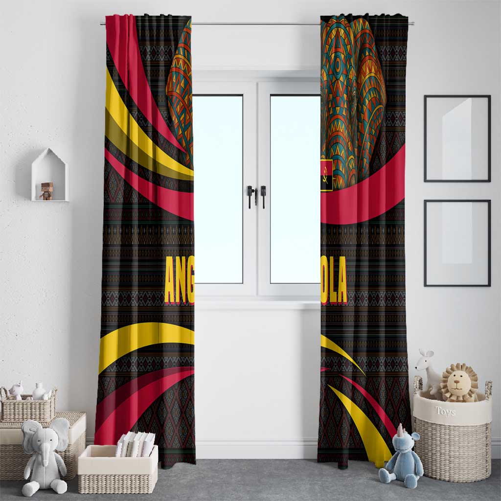 Angola Window Curtain Red Black Yellow Tribal and Elephant - African Pride