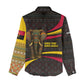Angola Women Casual Shirt Red Black Yellow Tribal and Elephant - African Pride