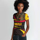 Angola Women Polo Shirt Red Black Yellow Tribal and Elephant - African Pride
