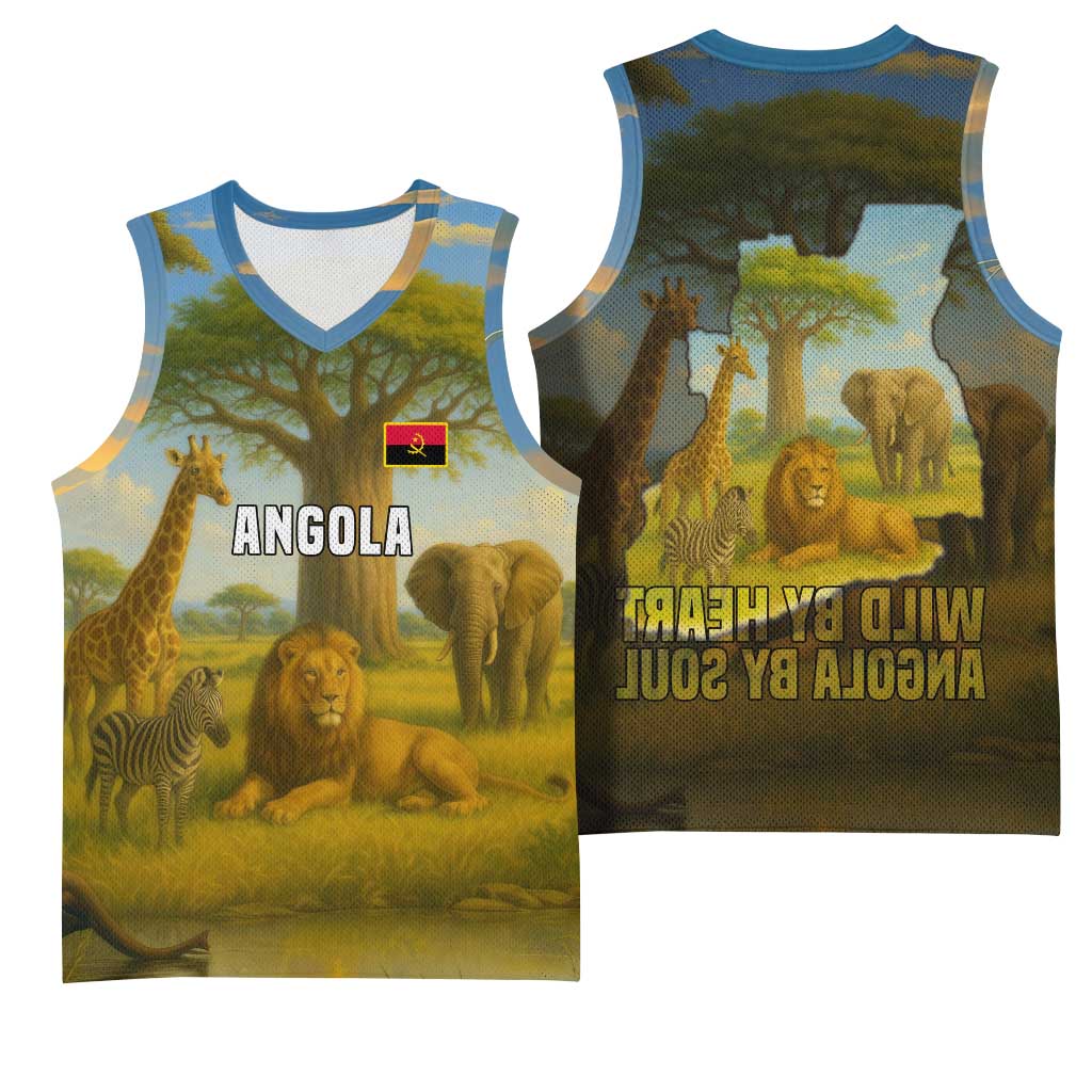 Angola Basketball Jersey Savannah Wildlife and African Animal - African Pride