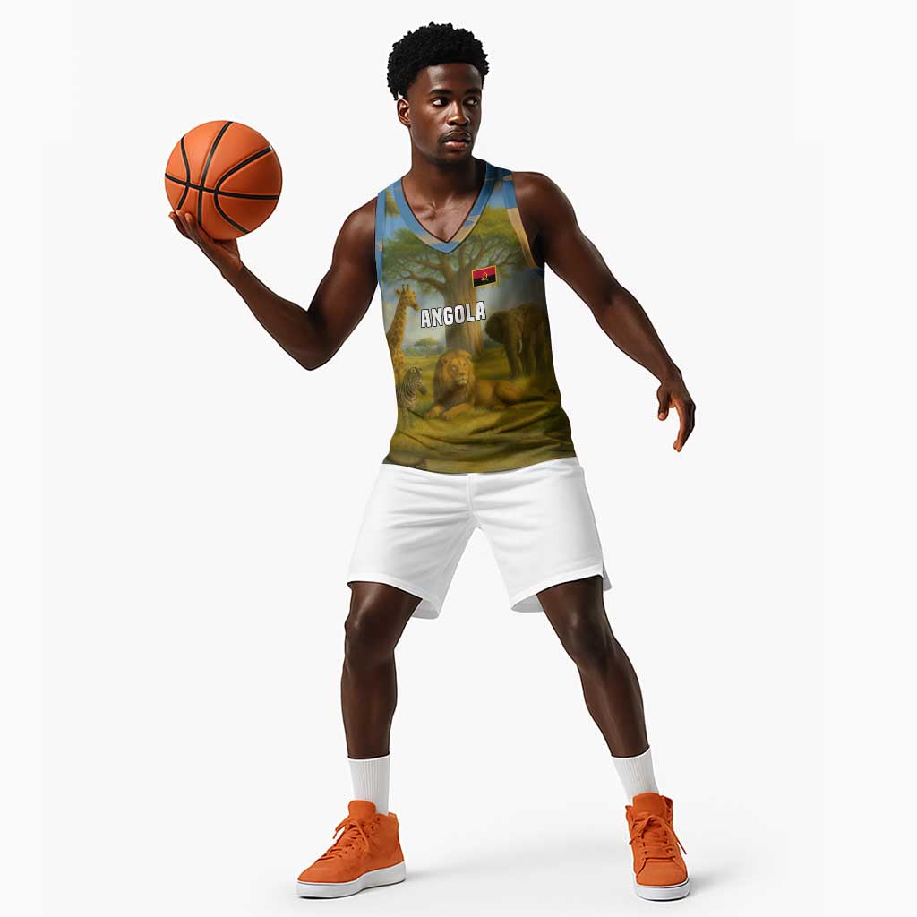 Angola Basketball Jersey Savannah Wildlife and African Animal - African Pride