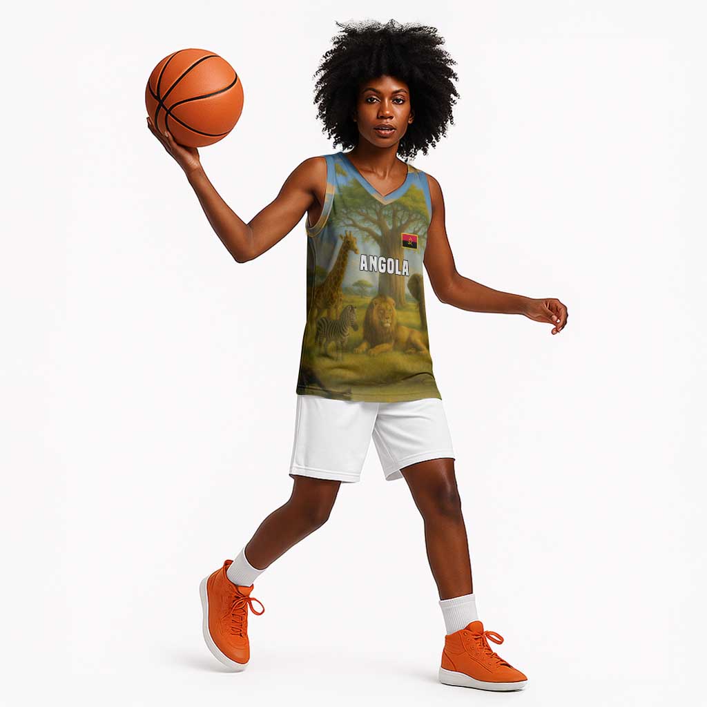 Angola Basketball Jersey Savannah Wildlife and African Animal - African Pride