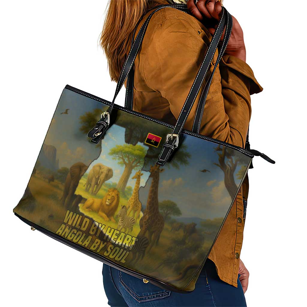 Angola Leather Tote Bag Savannah Wildlife and African Animal - African Pride