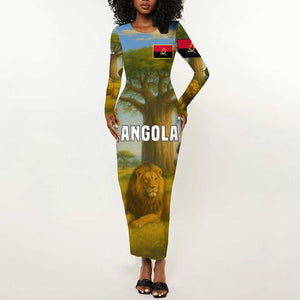 Angola Long Sleeve Bodycon Dress Savannah Wildlife and African Animal - African Pride