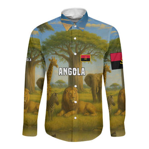 Angola Long Sleeve Button Shirt Savannah Wildlife and African Animal - African Pride
