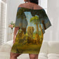 Angola Off Shoulder Short Dress Savannah Wildlife and African Animal - African Pride