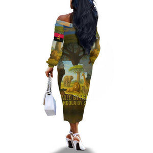 Angola Off The Shoulder Long Sleeve Dress Savannah Wildlife and African Animal - African Pride