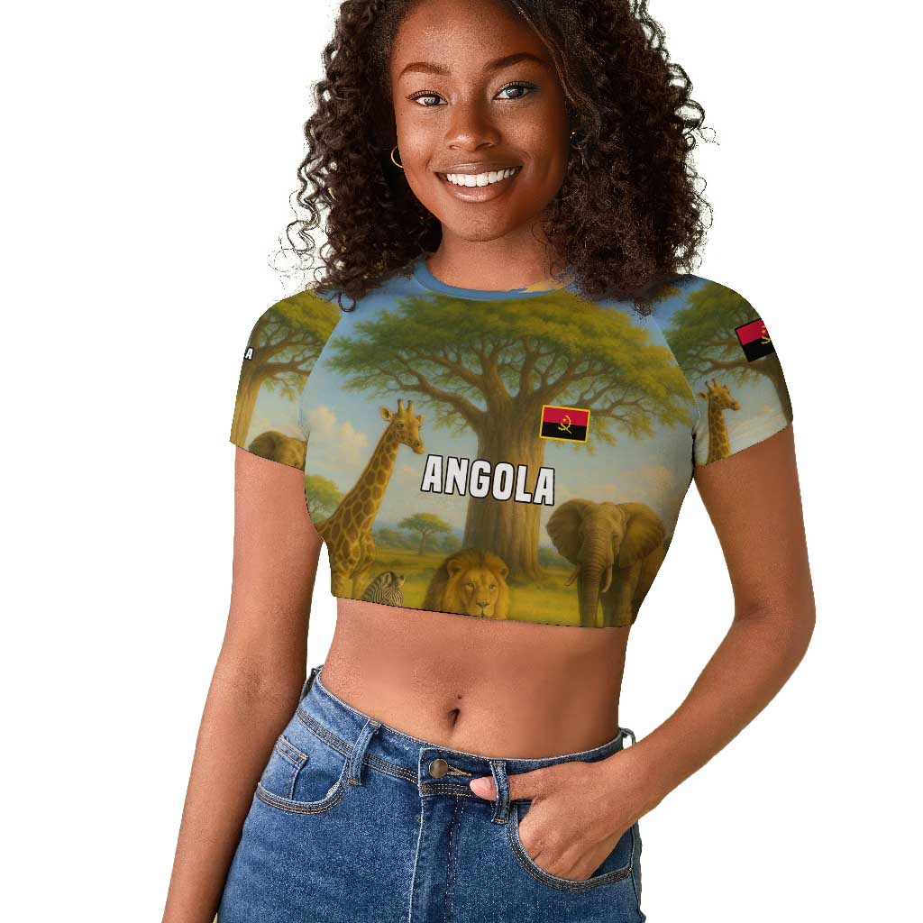 Angola Raglan Cropped T shirt Savannah Wildlife and African Animal - African Pride