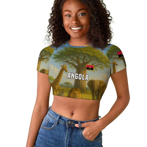 Angola Raglan Cropped T shirt Savannah Wildlife and African Animal - African Pride
