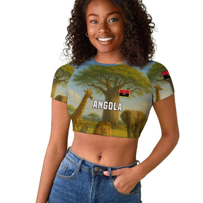 Angola Raglan Cropped T shirt Savannah Wildlife and African Animal - African Pride