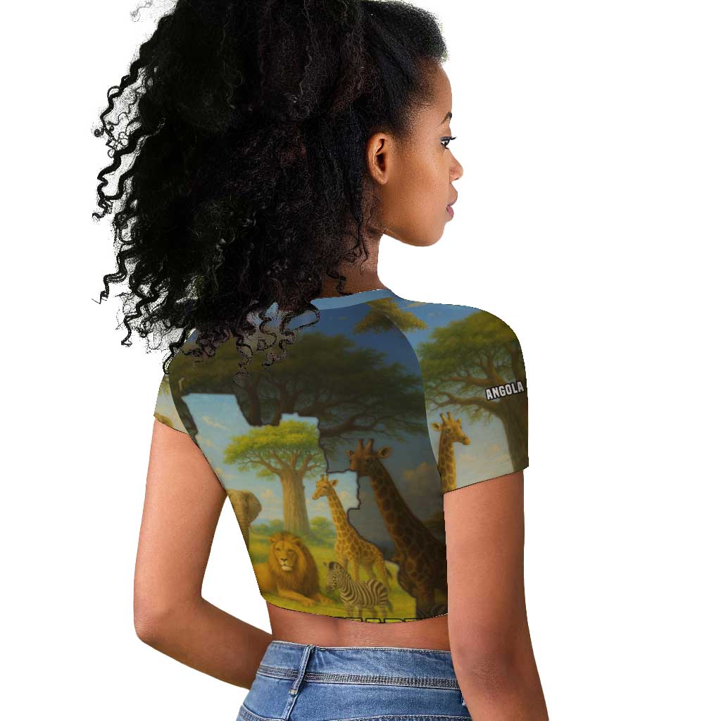 Angola Raglan Cropped T shirt Savannah Wildlife and African Animal - African Pride