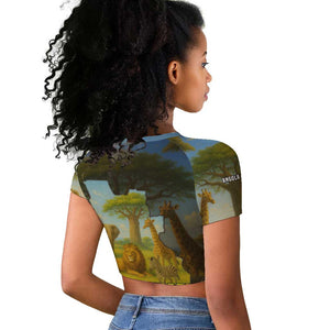 Angola Raglan Cropped T shirt Savannah Wildlife and African Animal - African Pride