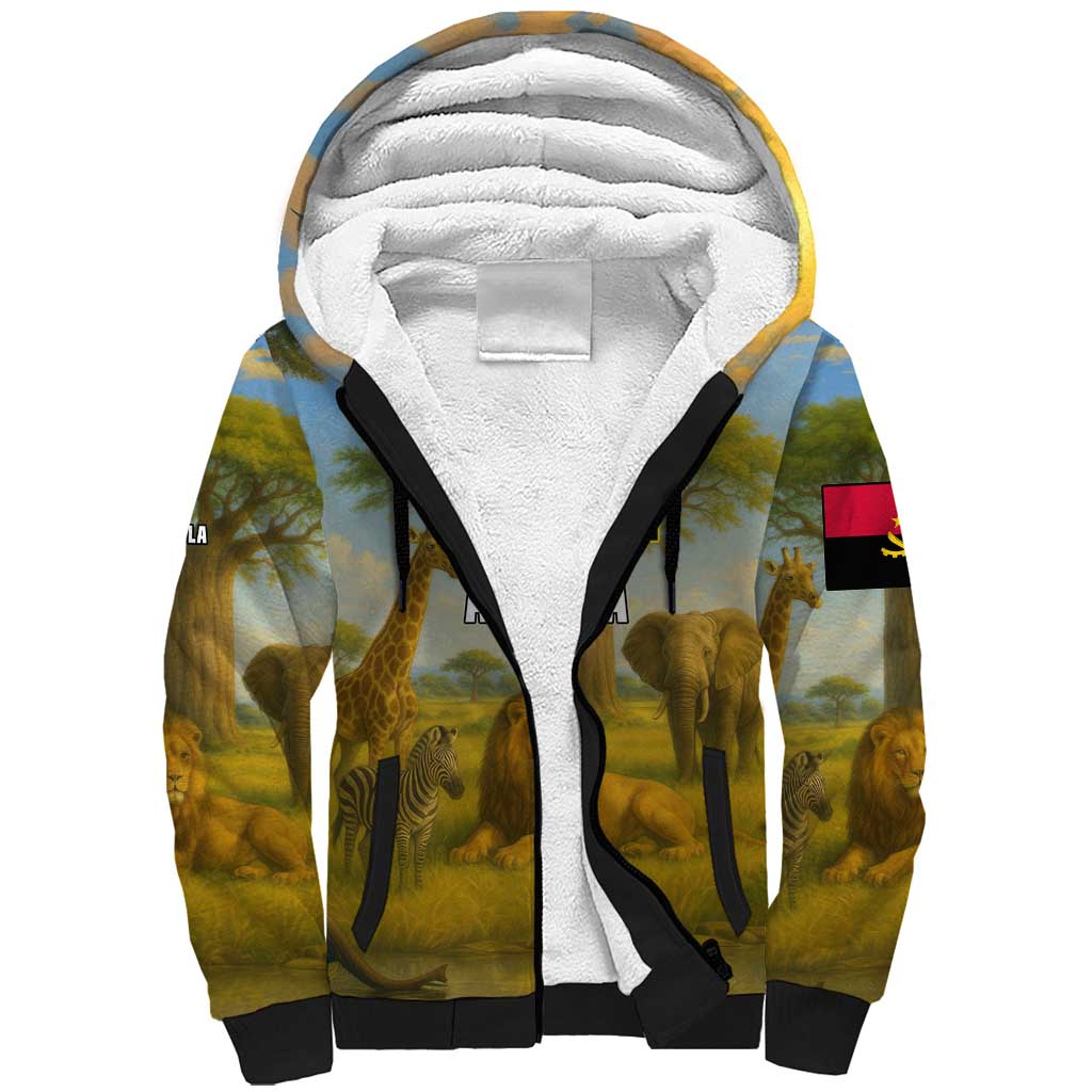 Angola Sherpa Hoodie Savannah Wildlife and African Animal - African Pride