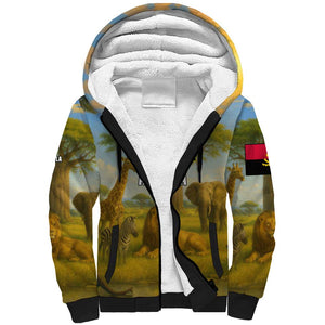 Angola Sherpa Hoodie Savannah Wildlife and African Animal - African Pride