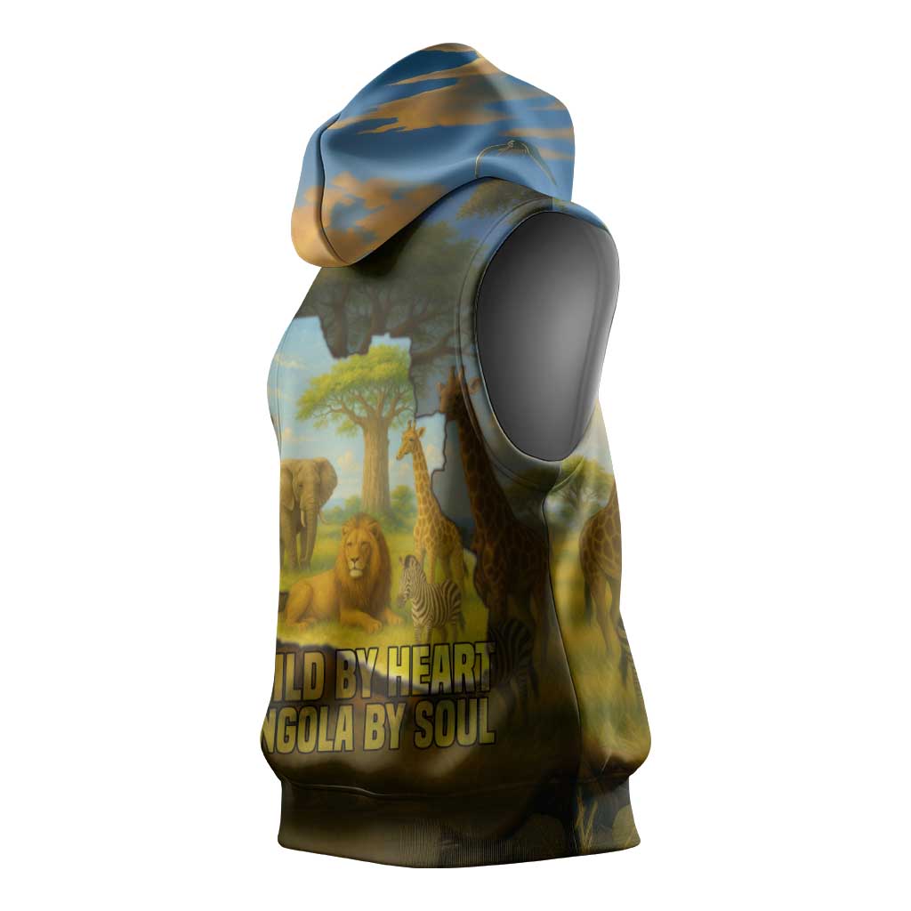 Angola Sleeveless Hoodie Savannah Wildlife and African Animal - African Pride