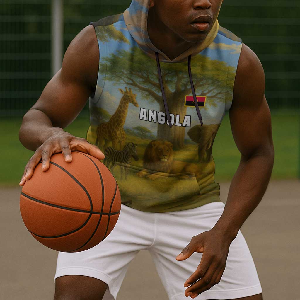 Angola Sleeveless Hoodie Savannah Wildlife and African Animal - African Pride