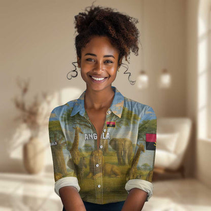 Angola Women Casual Shirt Savannah Wildlife and African Animal - African Pride