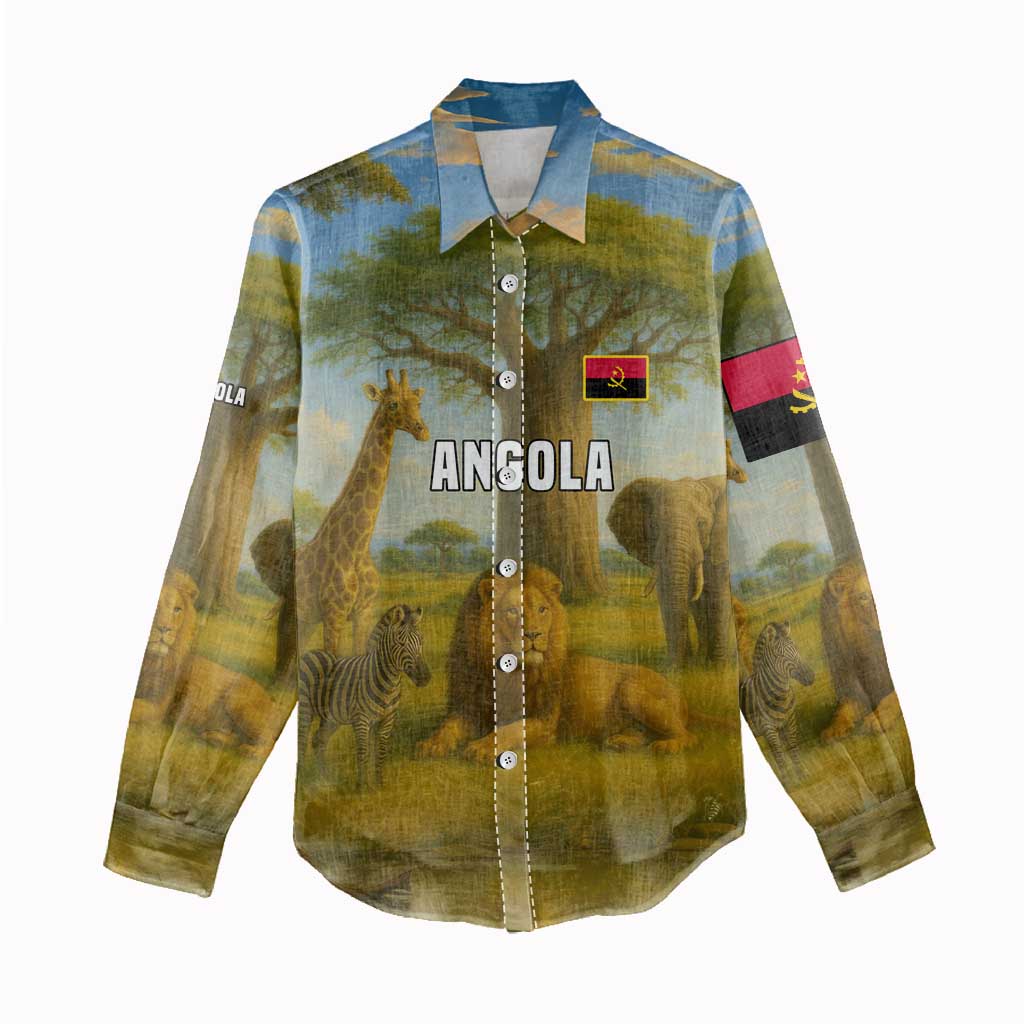 Angola Women Casual Shirt Savannah Wildlife and African Animal - African Pride