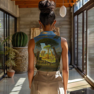 Angola Women Sleeveless Polo Shirt Savannah Wildlife and African Animal - African Pride