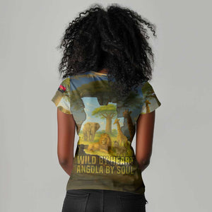 Angola Women V-Neck T-Shirt Savannah Wildlife and African Animal - African Pride