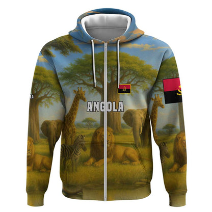 Angola Zip Hoodie Savannah Wildlife and African Animal - African Pride