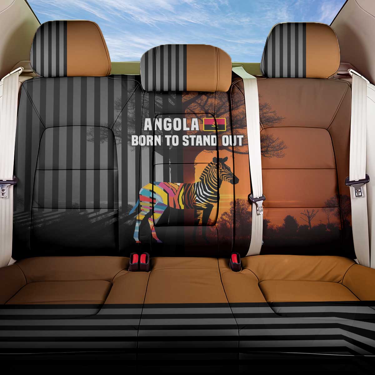Angola Back Car Seat Cover Sunset Zebra Design and African Nature - African Pride