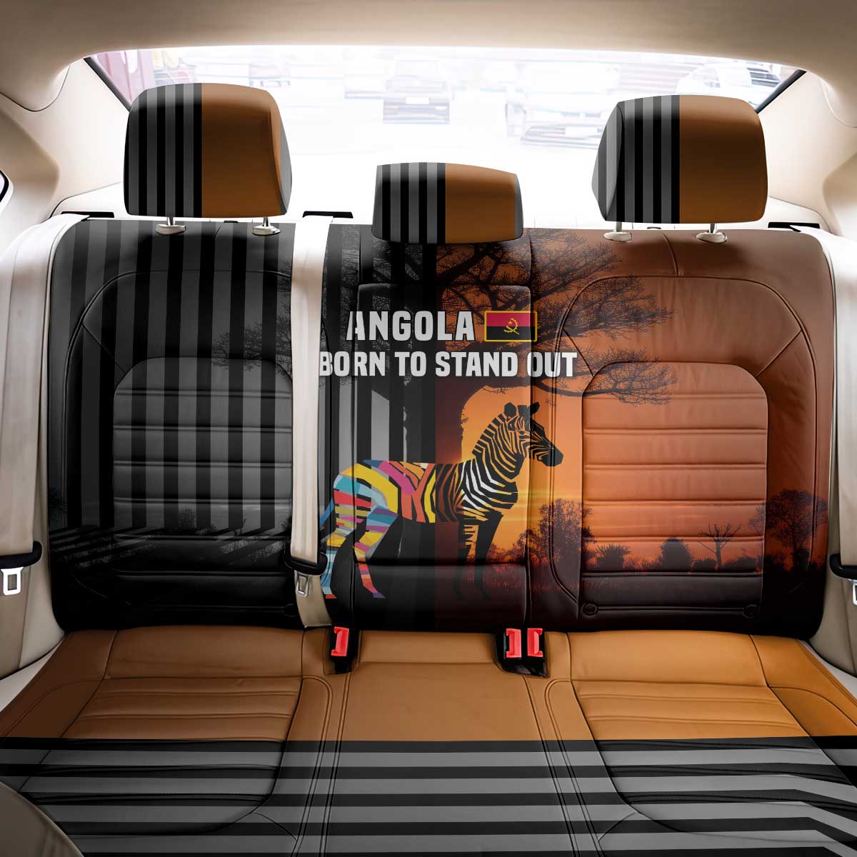Angola Back Car Seat Cover Sunset Zebra Design and African Nature - African Pride