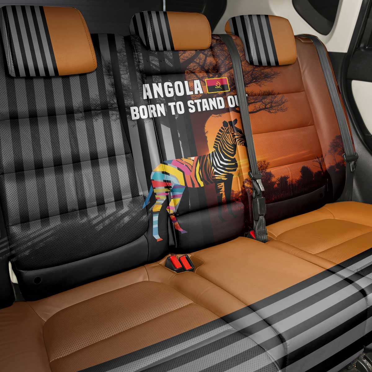 Angola Back Car Seat Cover Sunset Zebra Design and African Nature - African Pride