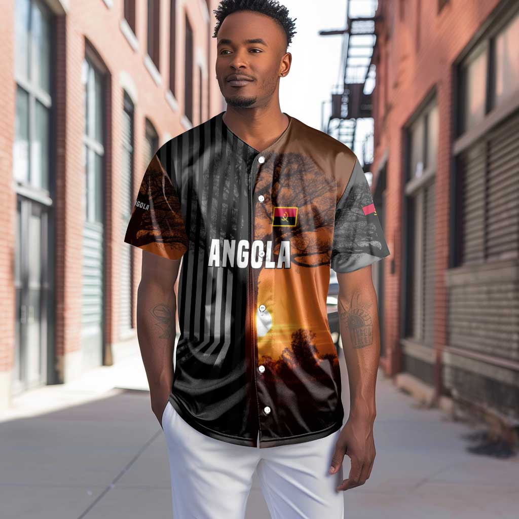 Angola Baseball Jersey Sunset Zebra Design and African Nature - African Pride
