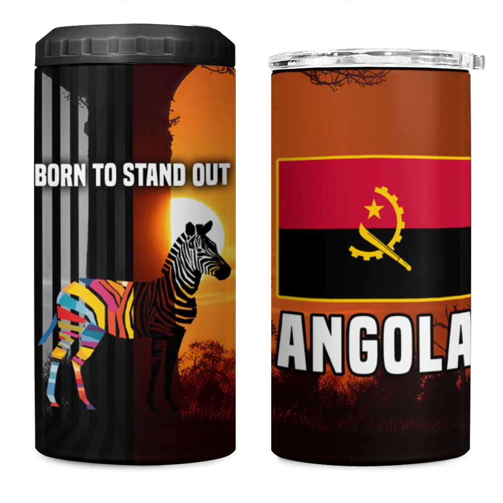 Angola 4 in 1 Can Cooler Tumbler Sunset Zebra Design and African Nature - African Pride