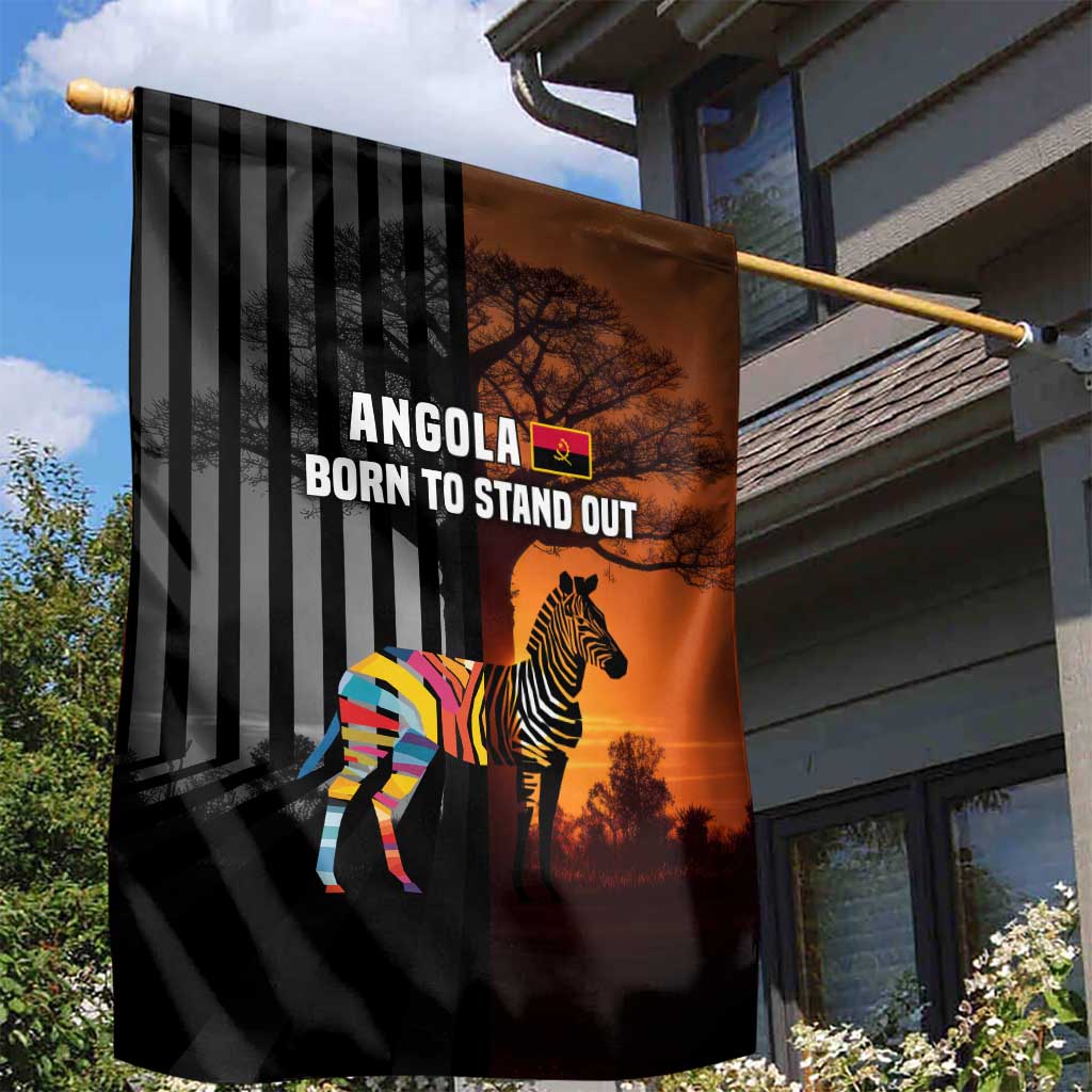Angola Garden Flag Sunset Zebra Design and African Nature - African Pride